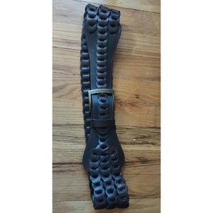 Italian leather thick braided three rope belt in dark brown